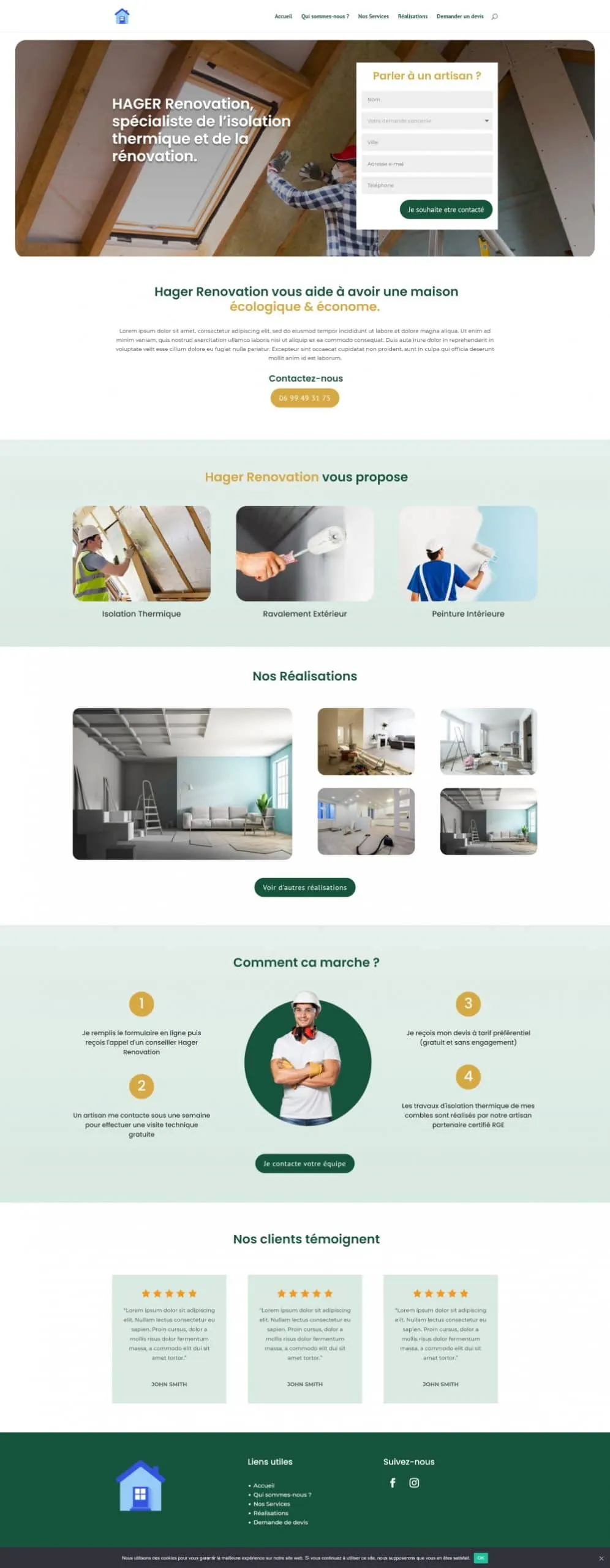 Site web réalisé : Hager Rénovation