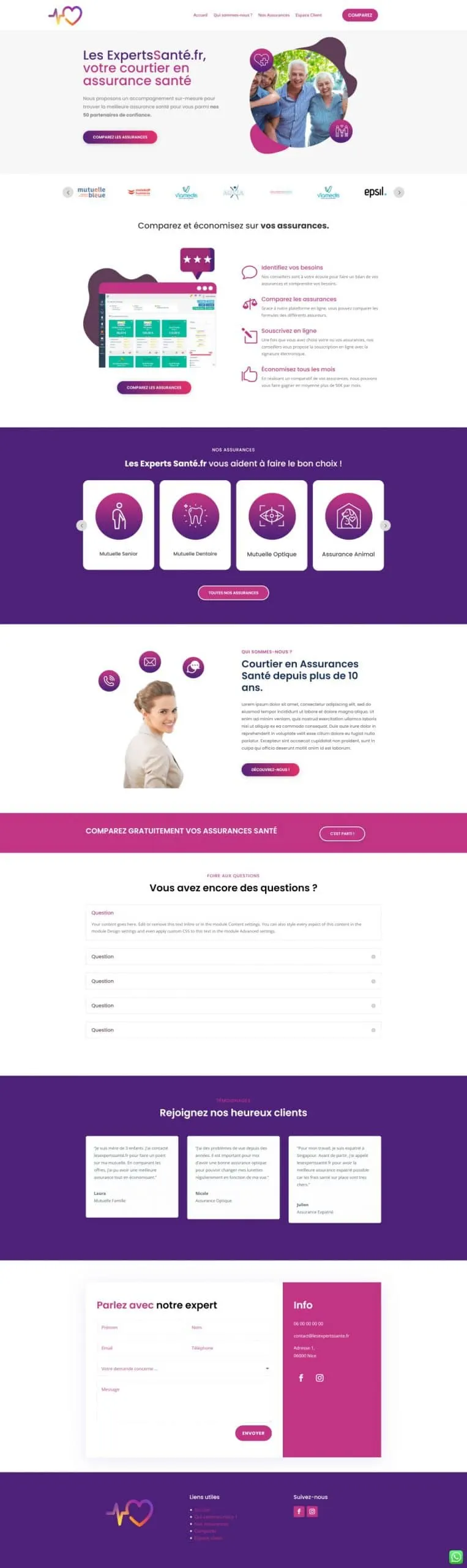 Site web réalisé : Les Experts Santé