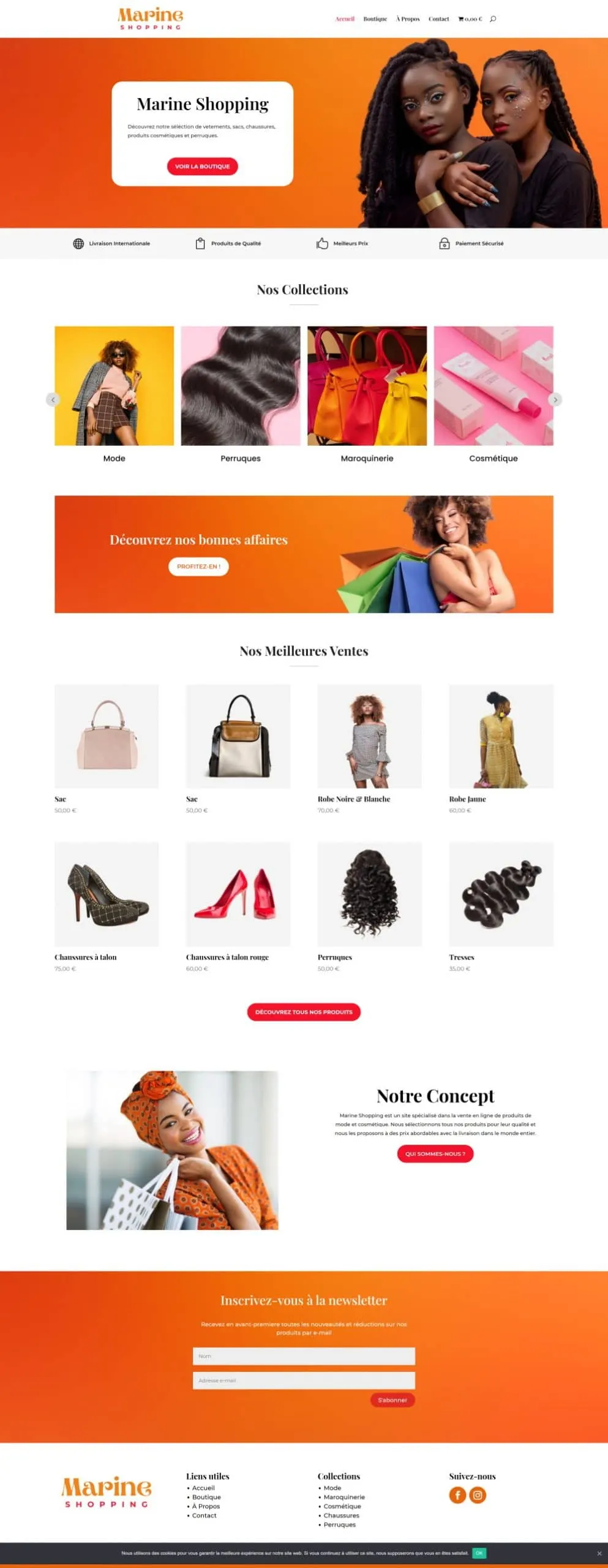 Site web réalisé : Marine Shopping