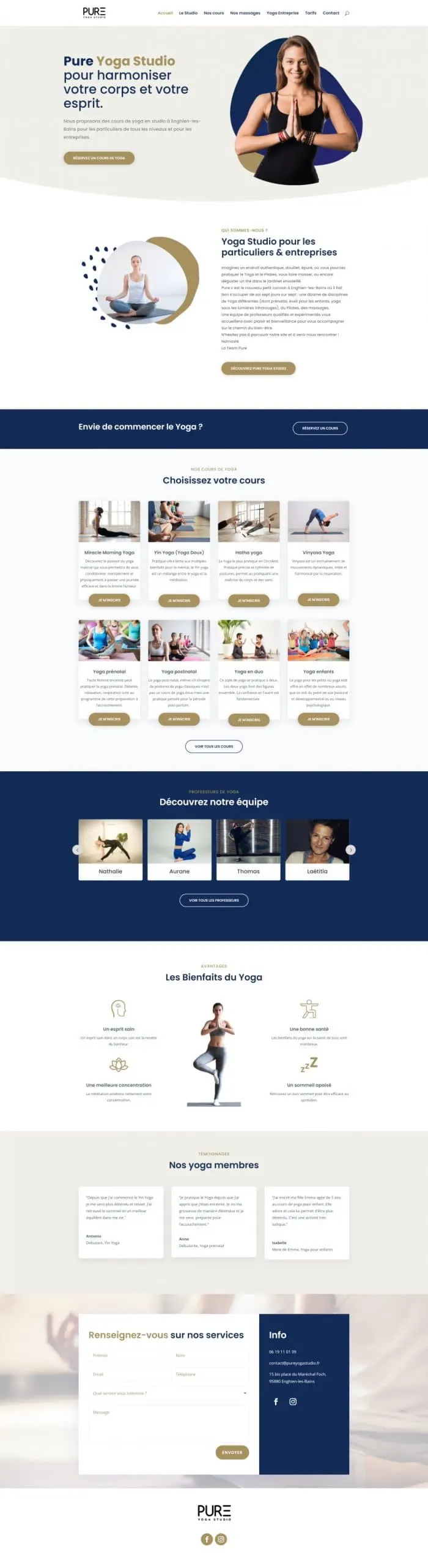 Site web réalisé : Pure Yoga Studio
