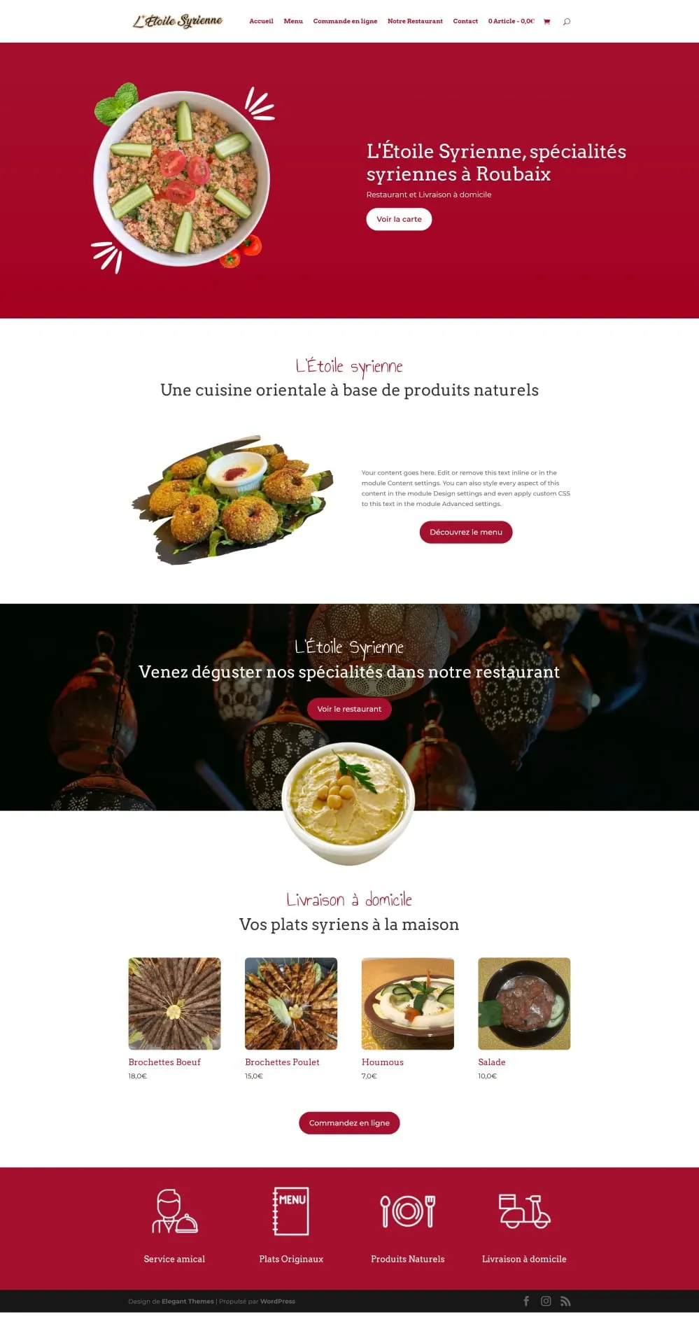 Site web réalisé : Restaurant Étoile Syrienne